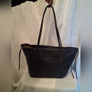HOBO Kingston Black Pebbled Leather Ziptop Tote Bag
